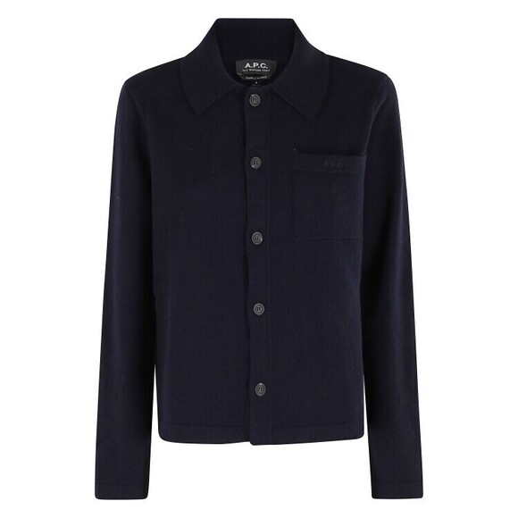 A.P.C. Navy Blue Wool Cardigan With Classic Collar - NWT - Picture 1 of 2